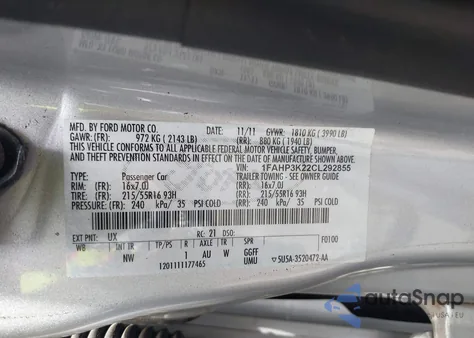 2012 Ford Focus Se from USA, damaged, VIN 1FAHP3K22CL292855